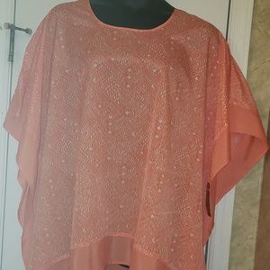 Peach and White Dolman Sleeve Blouse